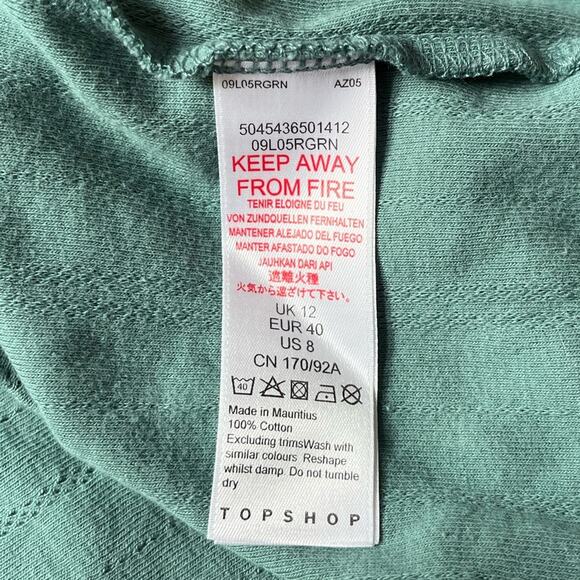 Topshop Long Sleeve Pontelle Shirt Green Size 8 - Picture 4 of 5